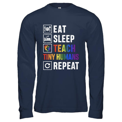 Eat Sleep Teach Tiny Humans Repeat Mommy-T-Shirt & Hoodie-Long Sleeve T-Shirt-Navy