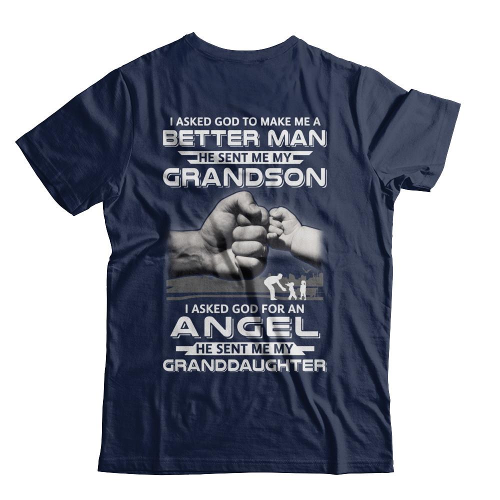 A Best Friend He Sent Me My Grandson & Angel Granddaughter-T-Shirt & Hoodie-Classic T-Shirt-Navy