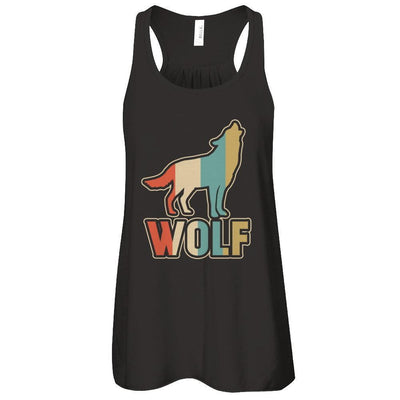 Classic Vintage Retro Style Wolf-T-Shirt & Tank Top-Women's Flowy Racerback Tank-Black