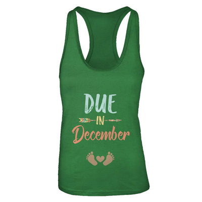 Due Date December 2021 Announcement Mommy Bump Pregnancy-T-Shirt & Tank Top-Women's Ideal Racerback Tank-Kelly Green