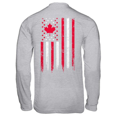 American Canadian Flag Canada Pride Heritage-T-Shirt & Hoodie-Long Sleeve T-Shirt-Sport Grey