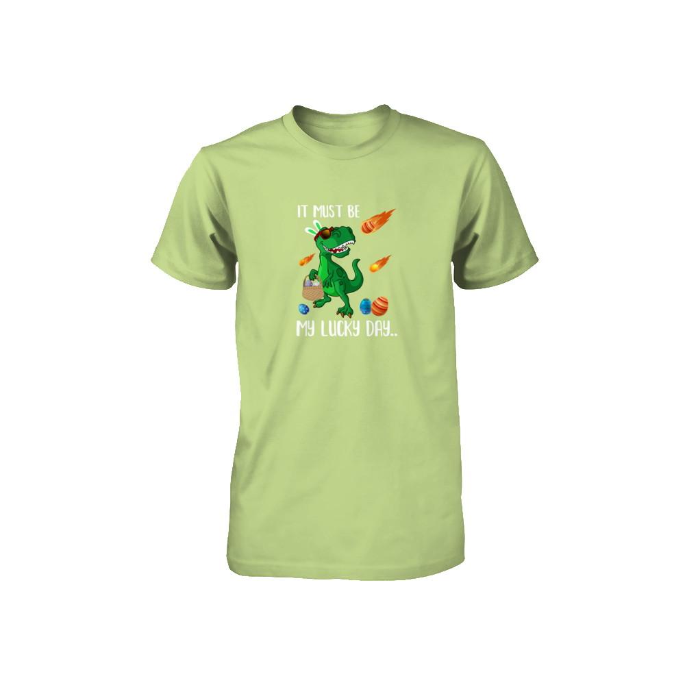 Funny Easter Bunny Dinosaur It Must Be My Lucky Day Youth-Youth Shirt-Toddler T-Shirt-Key Lime