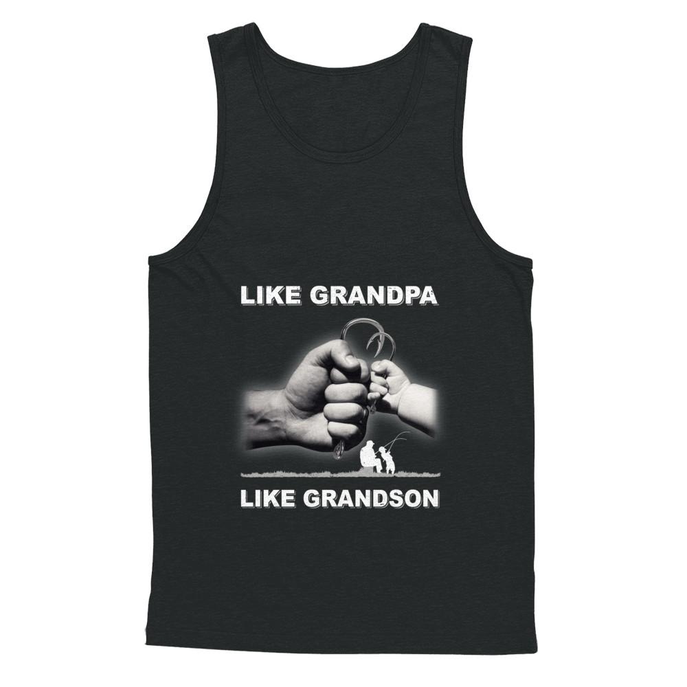 Like Grandpa Like Grandson Fishing Fish Fathers Day-T-Shirt & Hoodie-Unisex Tank-Black