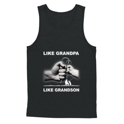 Like Grandpa Like Grandson Fishing Fish Fathers Day-T-Shirt & Hoodie-Unisex Tank-Black