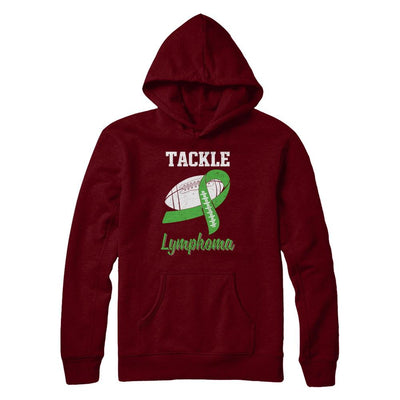 Football Survivor Tackle Green Lymphoma Awareness-T-Shirt & Hoodie-Pullover Hoodie-Maroon