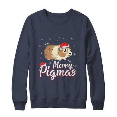 Merry Pigmas Funny Guinea Pig Santa Hat Christmas Gift-T-Shirt & Sweatshirt-Crewneck Sweatshirt-Navy