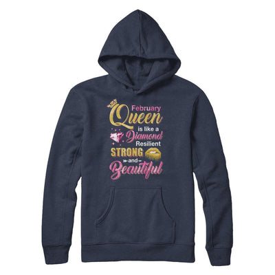 February Girls Queen Is Diamond Strong Beautiful-T-Shirt & Hoodie-Pullover Hoodie-Navy