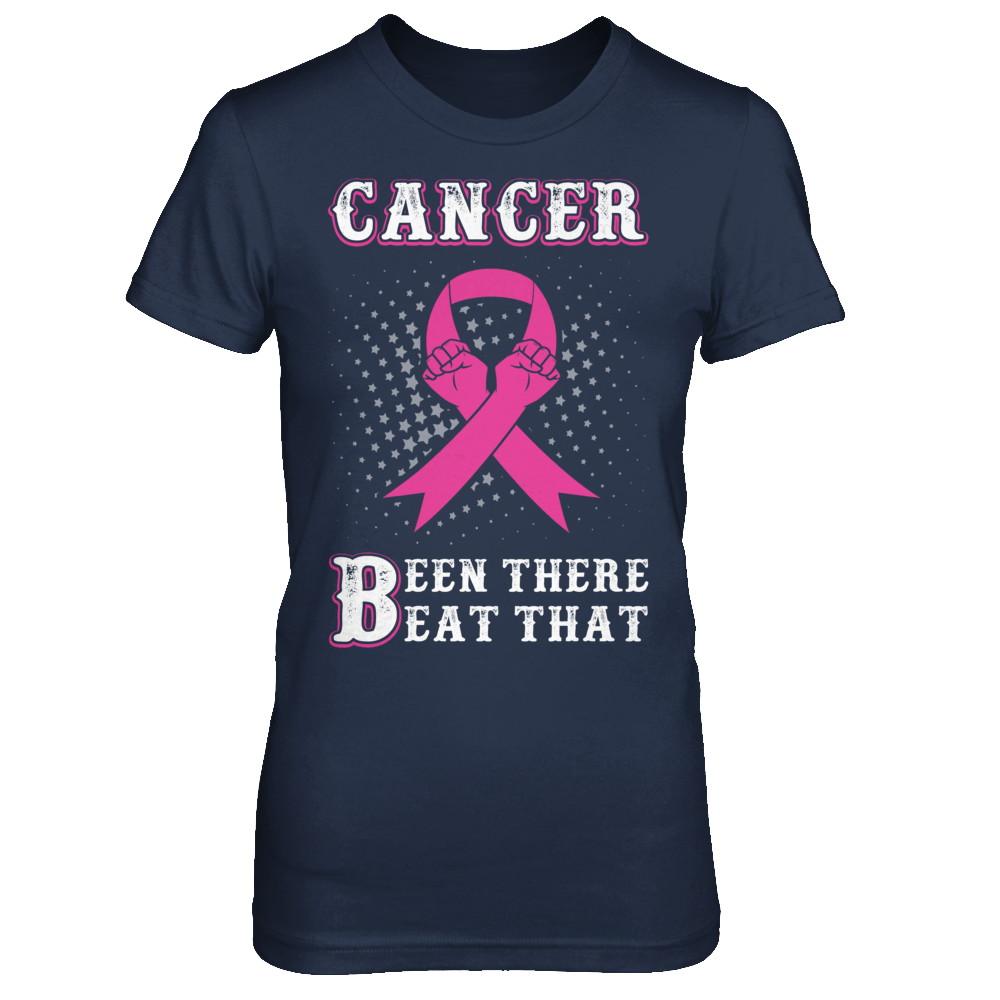 Breast Cancer Been There Beat That Awareness Pink Ribbon-T-Shirt & Hoodie-Women's T-Shirt-Navy