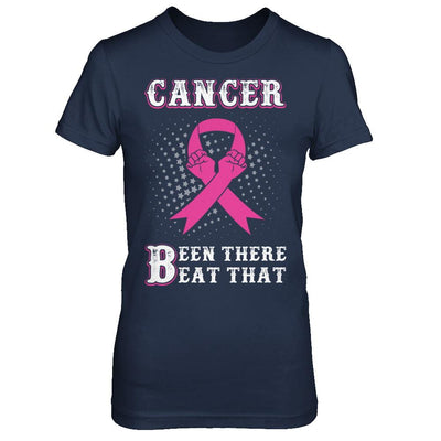 Breast Cancer Been There Beat That Awareness Pink Ribbon-T-Shirt & Hoodie-Women's T-Shirt-Navy