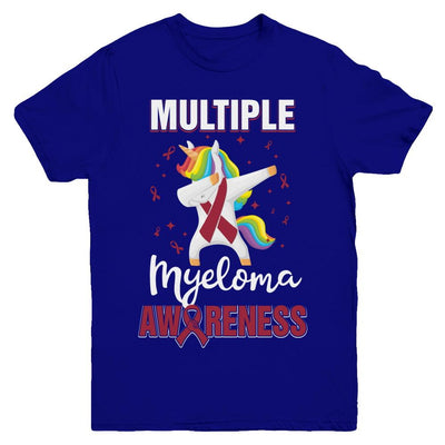 Inspirational Multiple Myeloma Awareness Unicorn Support Youth-Youth Shirt-Youth T-Shirt-Navy