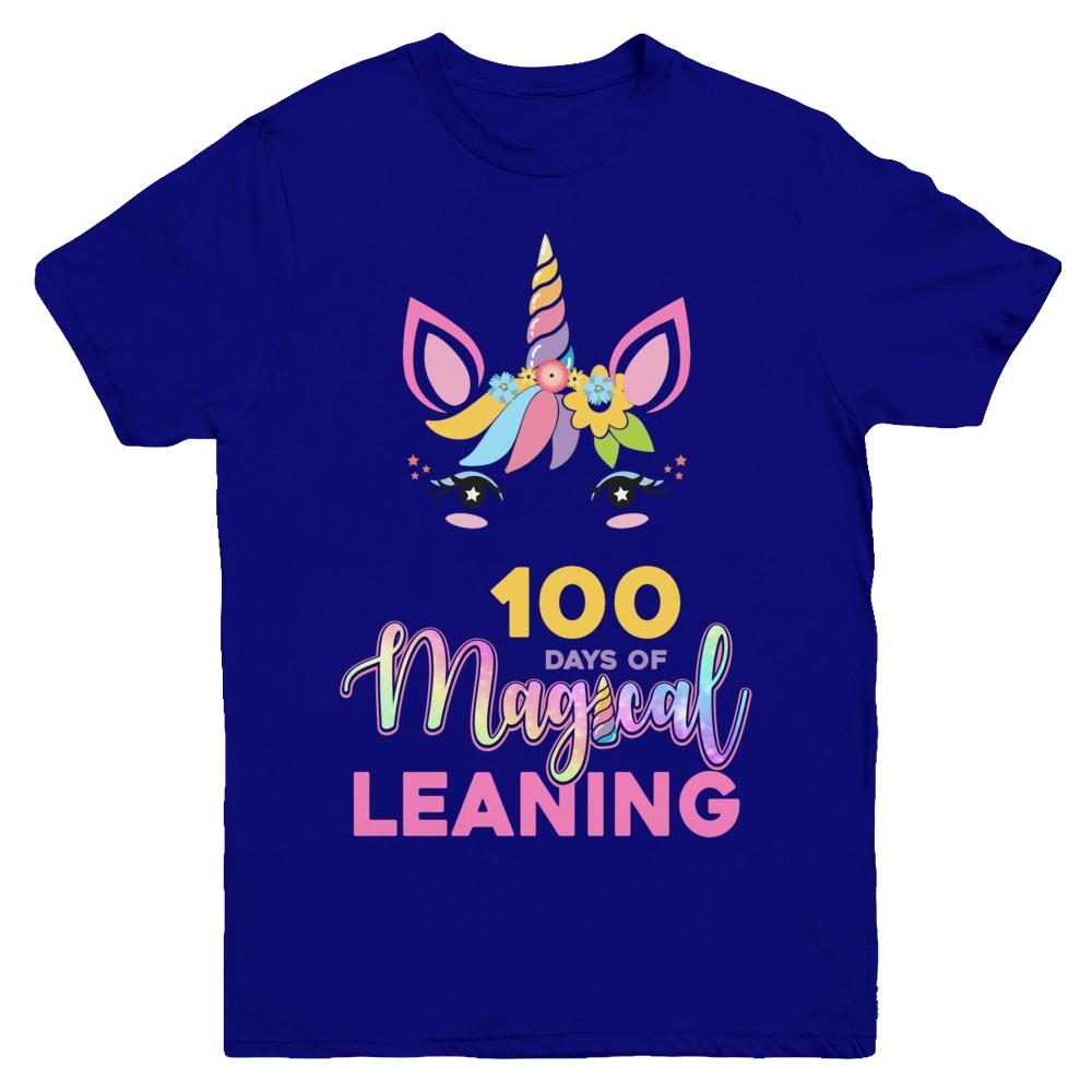 100 Days Of Magical Leaning School Unicorn Girl Gift Youth-Youth Shirt-Youth T-Shirt-Navy