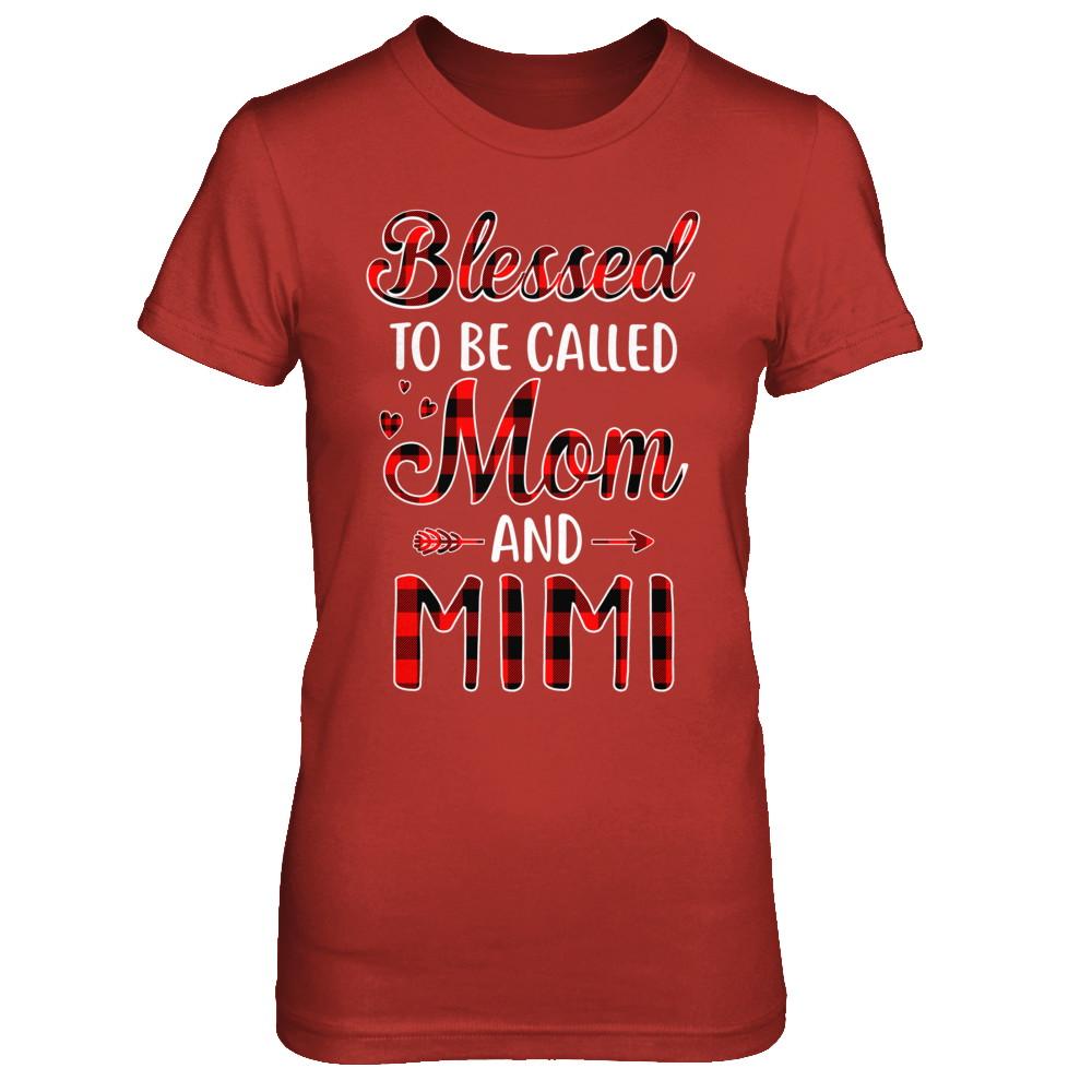 Red Buffalo Plaid Blessed To Be Called Mom And Mimi-T-Shirt & Hoodie-Women's T-Shirt-Red
