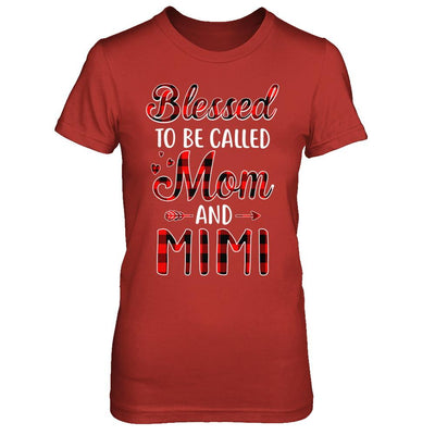 Red Buffalo Plaid Blessed To Be Called Mom And Mimi-T-Shirt & Hoodie-Women's T-Shirt-Red