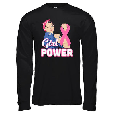 Girl Power Breast Cancer Awareness Month-T-Shirt & Hoodie-Long Sleeve T-Shirt-Black