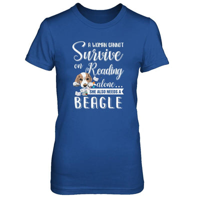 A Woman Cannot Survive On Reading Alone Beagle-T-Shirt & Tank Top-Women's T-Shirt-Royal