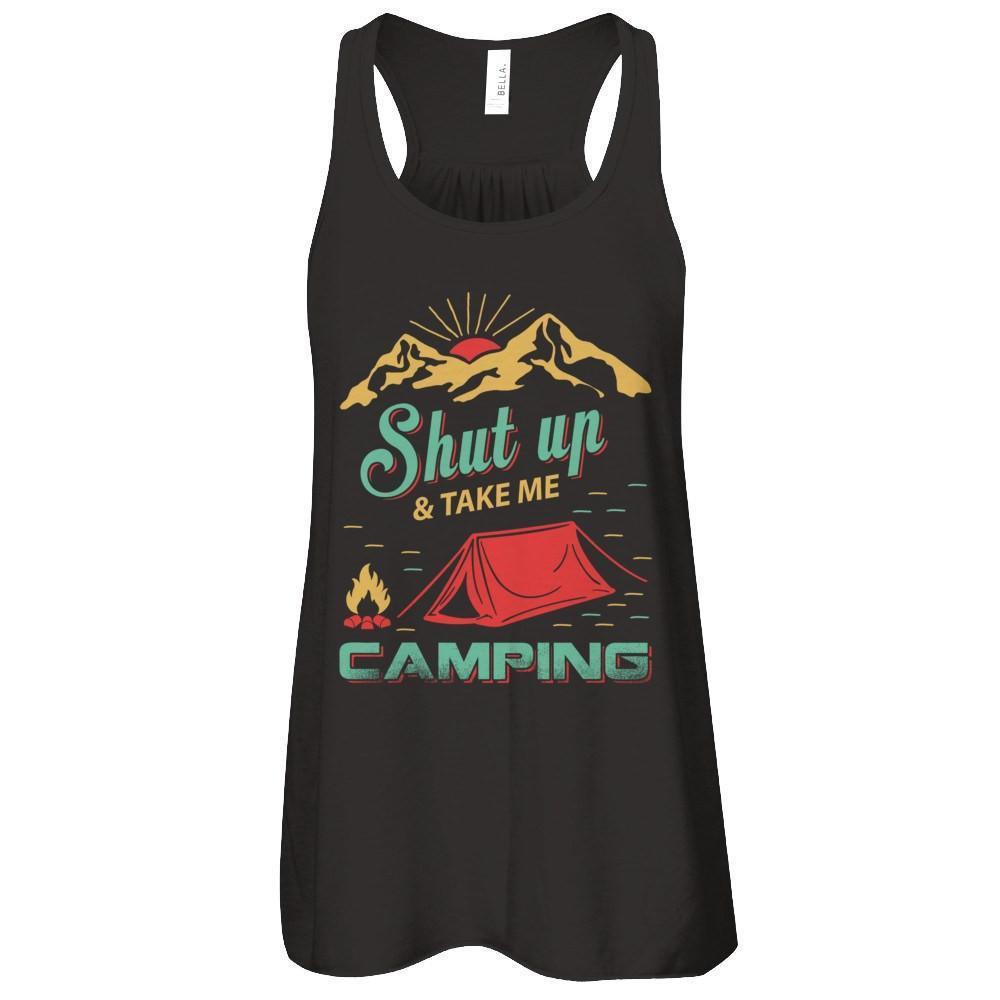 Shut Up And Take Me Camping-T-Shirt & Tank Top-Women's Flowy Racerback Tank-Black