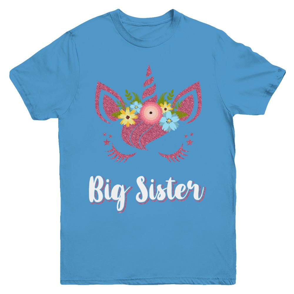 Unicorn Big Sister I'm Going To Be A Big Sister Youth-Youth Shirt-Youth T-Shirt-Carolina Blue
