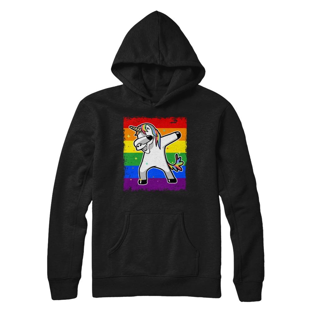 Dabbing Unicorn Lgbt Gay Pride Flag-T-Shirt & Hoodie-Pullover Hoodie-Black
