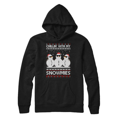 Chillin With My Snowmies Ugly Christmas Sweater-T-Shirt & Sweatshirt-Pullover Hoodie-Black