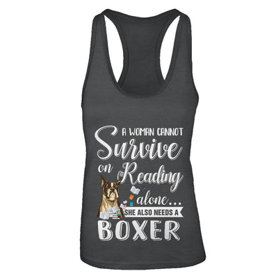 A Woman Cannot Survive On Reading Alone Boxer-T-Shirt & Tank Top-Women's Ideal Racerback Tank-Black