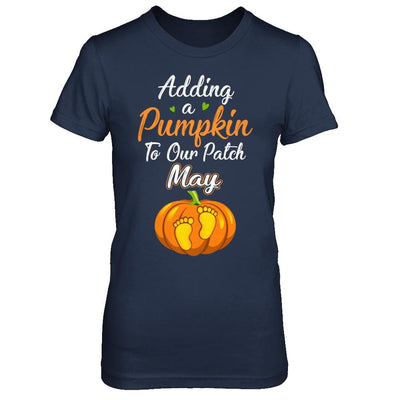 Halloween Pumpkin Pregnancy Mom Due Date In May 2021-T-Shirt & Hoodie-Women's T-Shirt-Navy