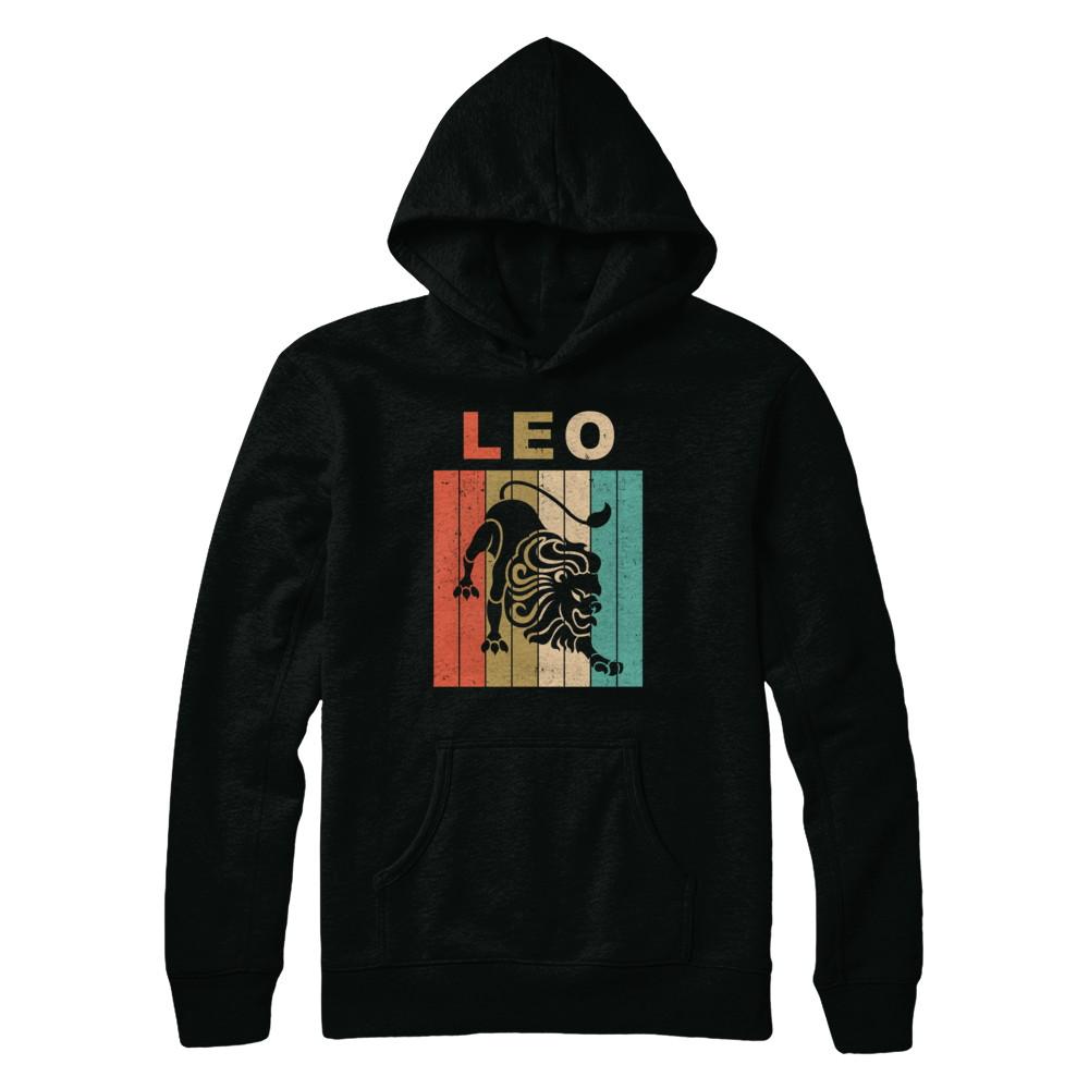 Vintage Leo Zodiac July August Birthday Gift-T-Shirt & Hoodie-Pullover Hoodie-Black