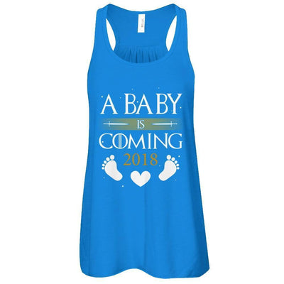 A Baby Is Coming 2018 Pregnancy Announcement-T-Shirt & Tank Top-Women's Flowy Racerback Tank-True Royal