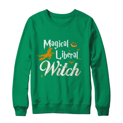 Magical Liberal Witch Happy Halloween-T-Shirt & Sweatshirt-Crewneck Sweatshirt-Irish Green