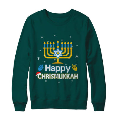 Happy Chrismukkah Ugly Hanukkah Christmas Sweater-T-Shirt & Sweatshirt-Crewneck Sweatshirt-Deep Forest