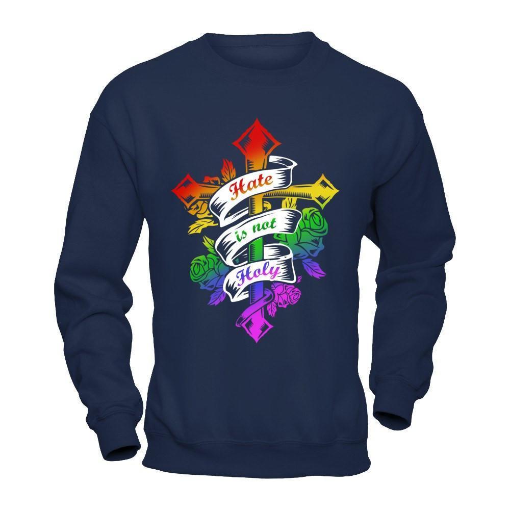 Hate Is Not Holy-T-Shirt & Hoodie-Crewneck Sweatshirt-Navy