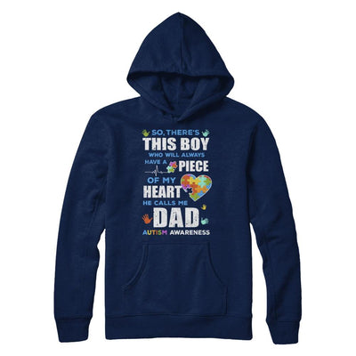 There's This Boy He Calls Me Dad Autism Awareness-T-Shirt & Hoodie-Pullover Hoodie-Navy