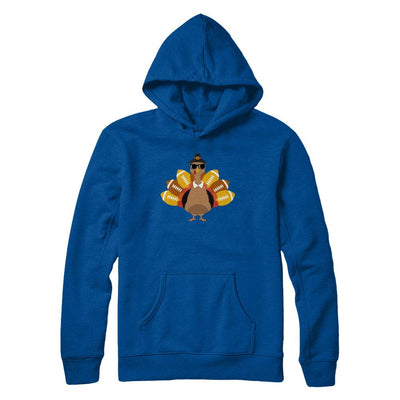 Turkey And Football Thankful Funny Thanksgiving-T-Shirt & Hoodie-Pullover Hoodie-Deep Royal