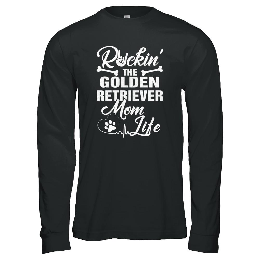 Rockin The Golden Retriever Mom Life-T-Shirt & Tank Top-Long Sleeve T-Shirt-Black