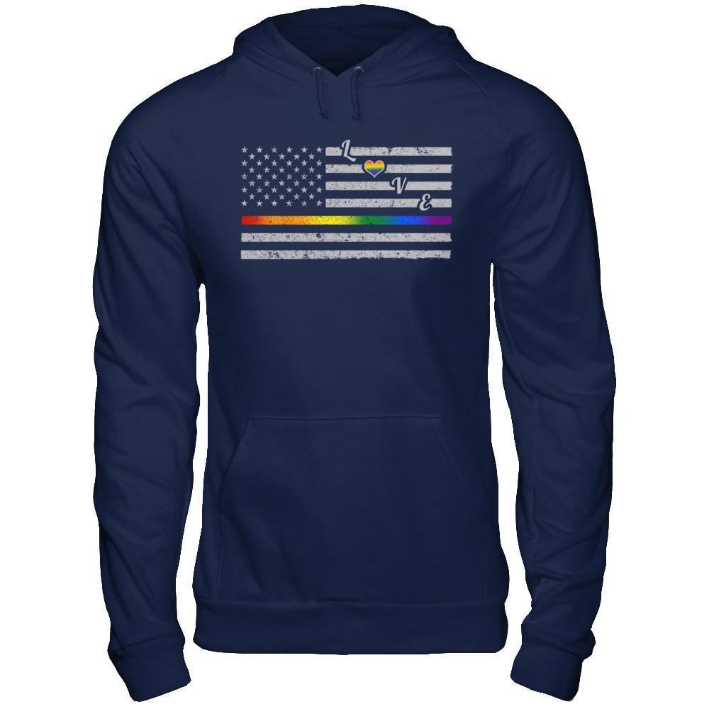 Love Rainbow Heart Flag Lesbian Gay Pride Lgbt-T-Shirt & Hoodie-Pullover Hoodie-Navy