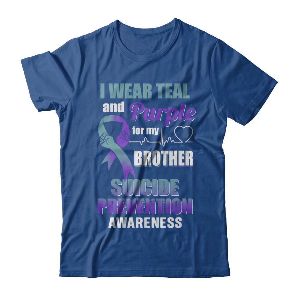 I Wear Teal Purple For My Brother Suicide Prevention-T-Shirt & Hoodie-Classic T-Shirt-Royal