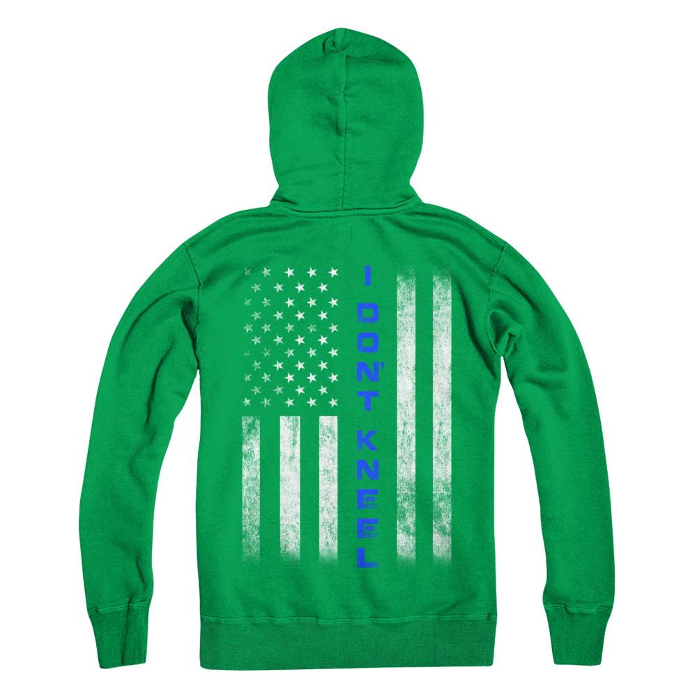 I Don't Kneel Thin Blue Line Flag Patriotic Police-T-Shirt & Hoodie-Pullover Hoodie-Irish Green