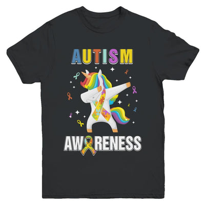 Inspirational Autism Awareness Unicorn Support Youth-Youth Shirt-Youth T-Shirt-Black