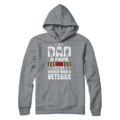 A Dad A Papa And A World War II Veteran Fathers Day-T-Shirt & Hoodie-Pullover Hoodie-Light Steel