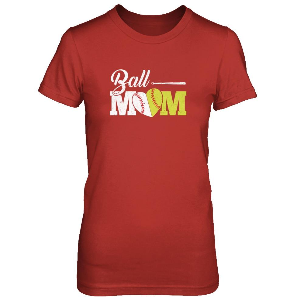 Funny Softball Mom Baseball Mom Mothers Day-T-Shirt & Tank Top-Women's T-Shirt-Red