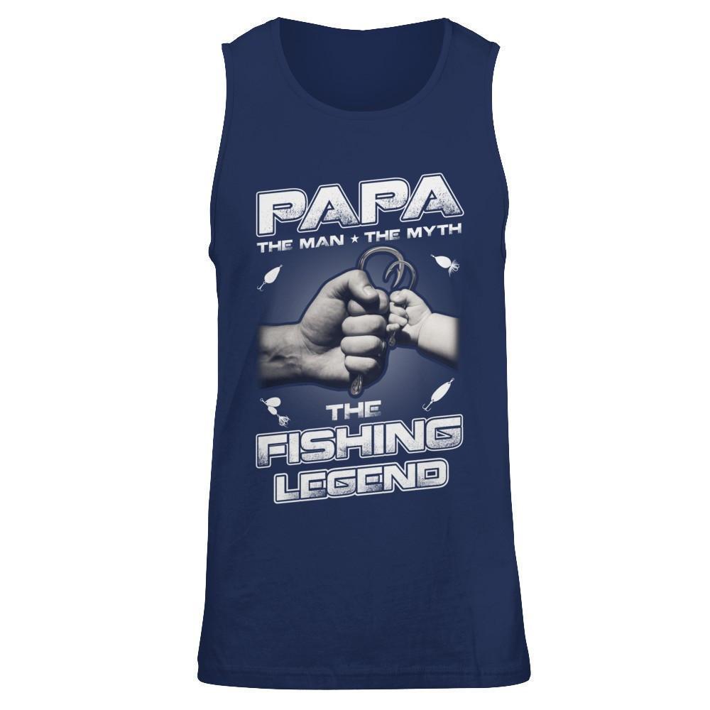 Papa The Man The Myth The Fishing Legend-T-Shirt & Hoodie-Unisex Tank-Navy
