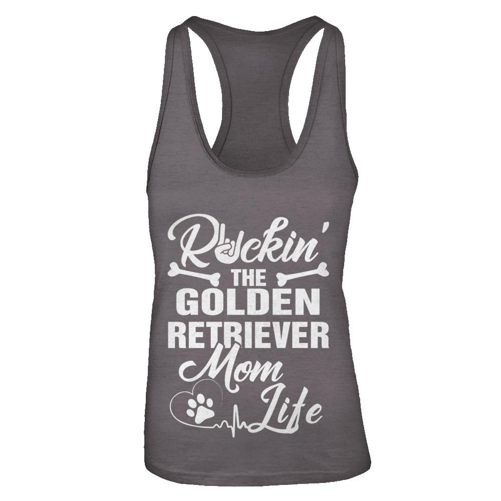 Rockin The Golden Retriever Mom Life-T-Shirt & Tank Top-Women's Ideal Racerback Tank-Dark Grey