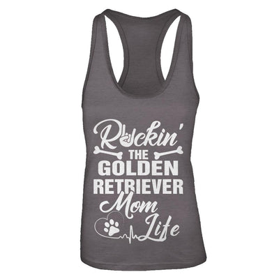 Rockin The Golden Retriever Mom Life-T-Shirt & Tank Top-Women's Ideal Racerback Tank-Dark Grey