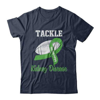 Football Survivor Tackle Green Kidney Disease Awareness-T-Shirt & Hoodie-Classic T-Shirt-Navy