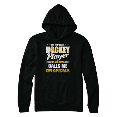My Favorite Hockey Player Calls Me Grandma Hockey-T-Shirt & Hoodie-Pullover Hoodie-Black