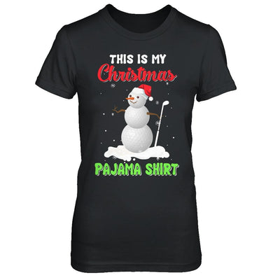 This Is My Christmas Pajama Xmas Snowman Golf-T-Shirt & Sweatshirt-Women's T-Shirt-Black