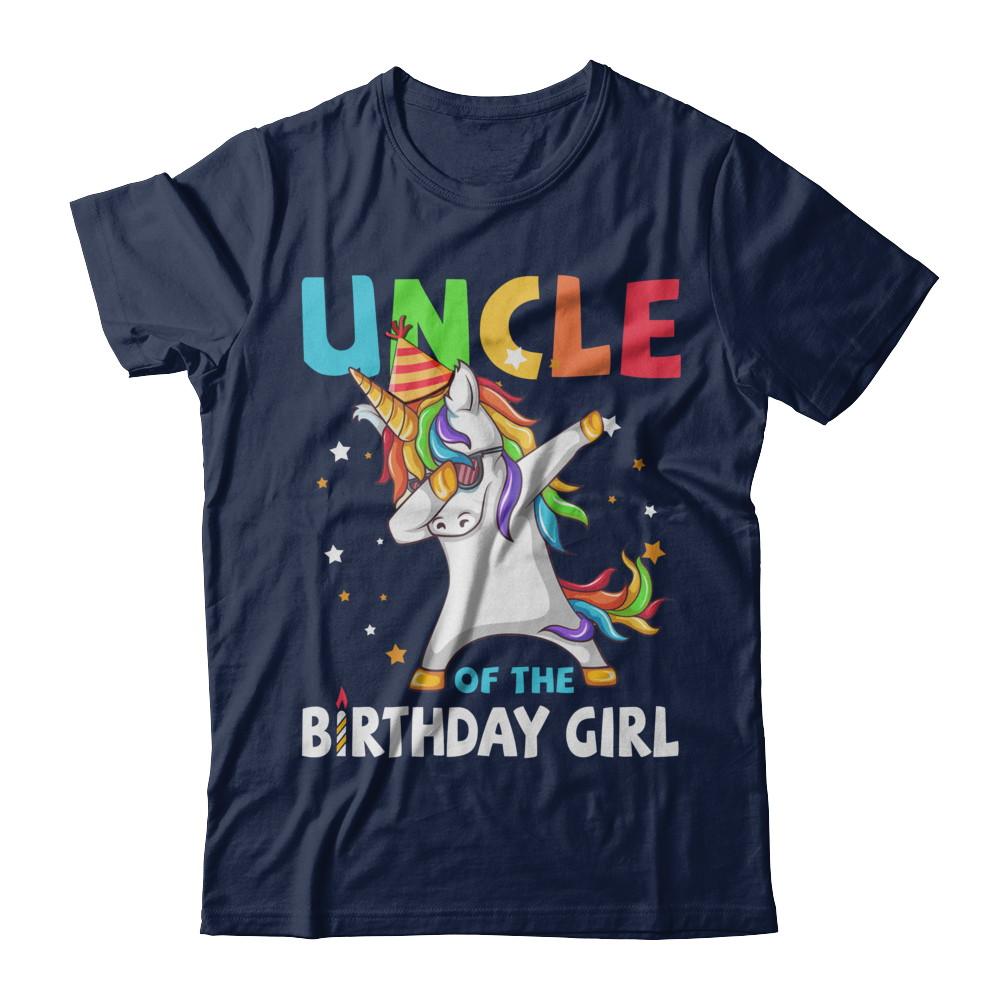 UNCLE Of The Birthday Girl Dabbing Unicorn Party-T-Shirt & Hoodie-Classic T-Shirt-Navy