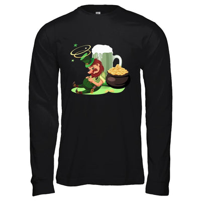 Leprechaun Drinking Green Beer Saint Patricks Day-T-Shirt & Hoodie-Long Sleeve T-Shirt-Black