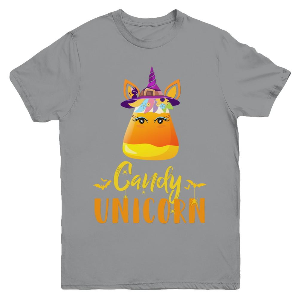 Candy Corn Unicorn Halloween Unicorn For Girls Youth-Youth Shirt-Youth T-Shirt-Sport Grey