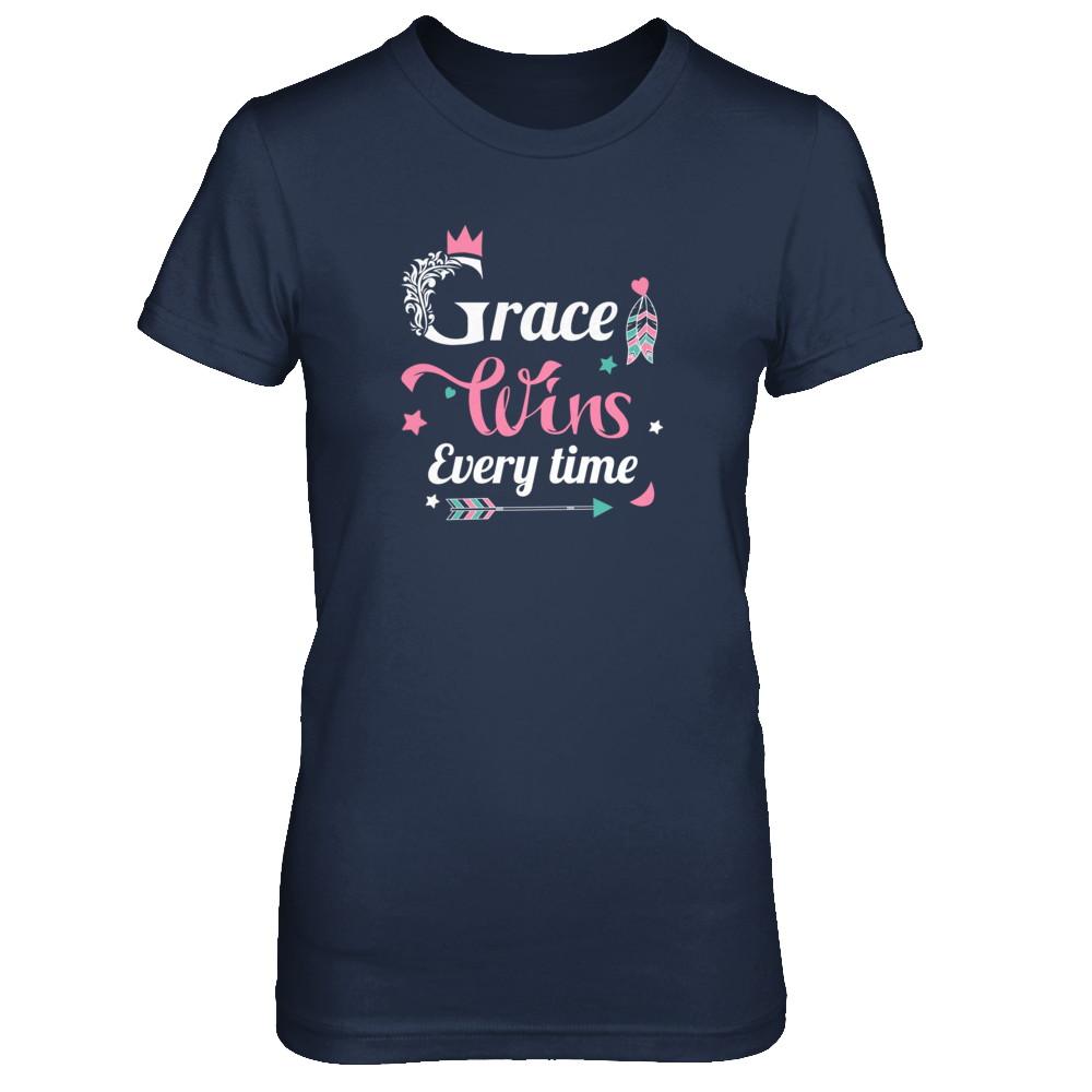 Grace Wins Every Time-T-Shirt & Tank Top-Women's T-Shirt-Navy