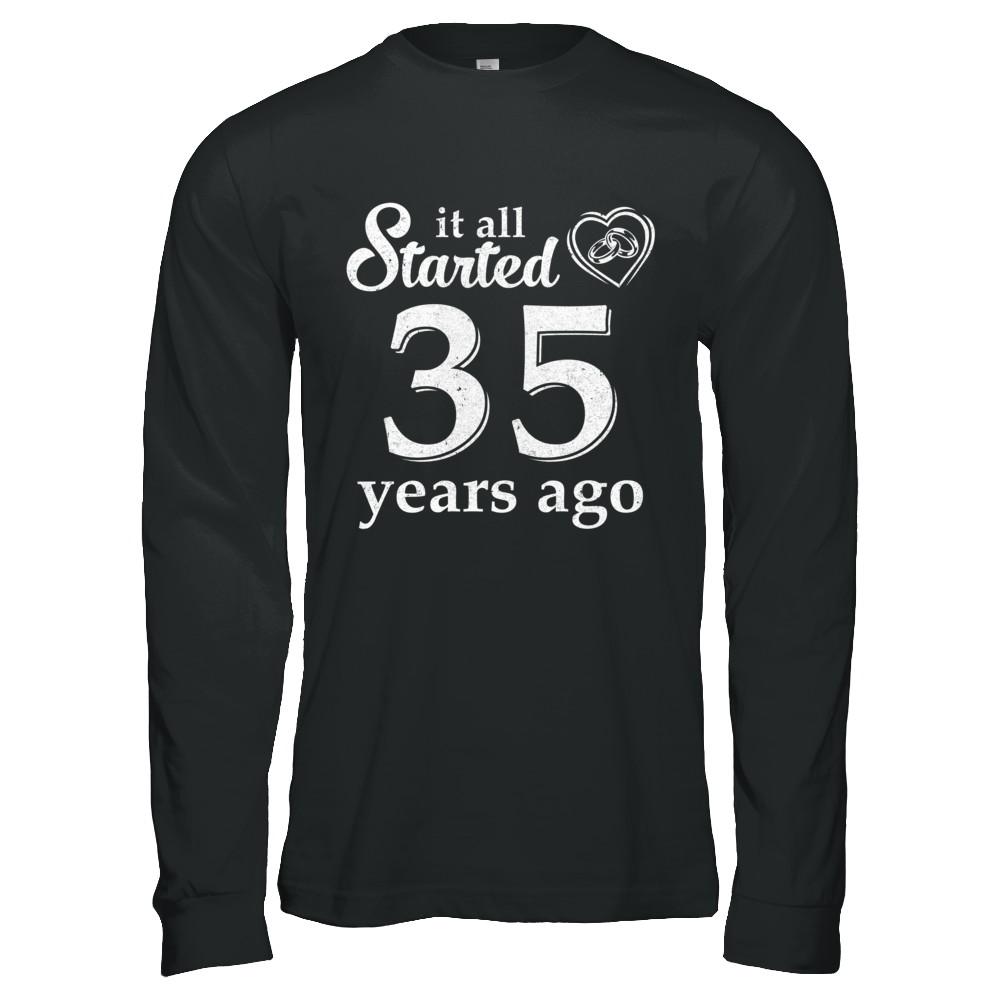 35Th Wedding Anniversary Married Couples 1986 Husband Wife-T-Shirt & Hoodie-Long Sleeve T-Shirt-Black